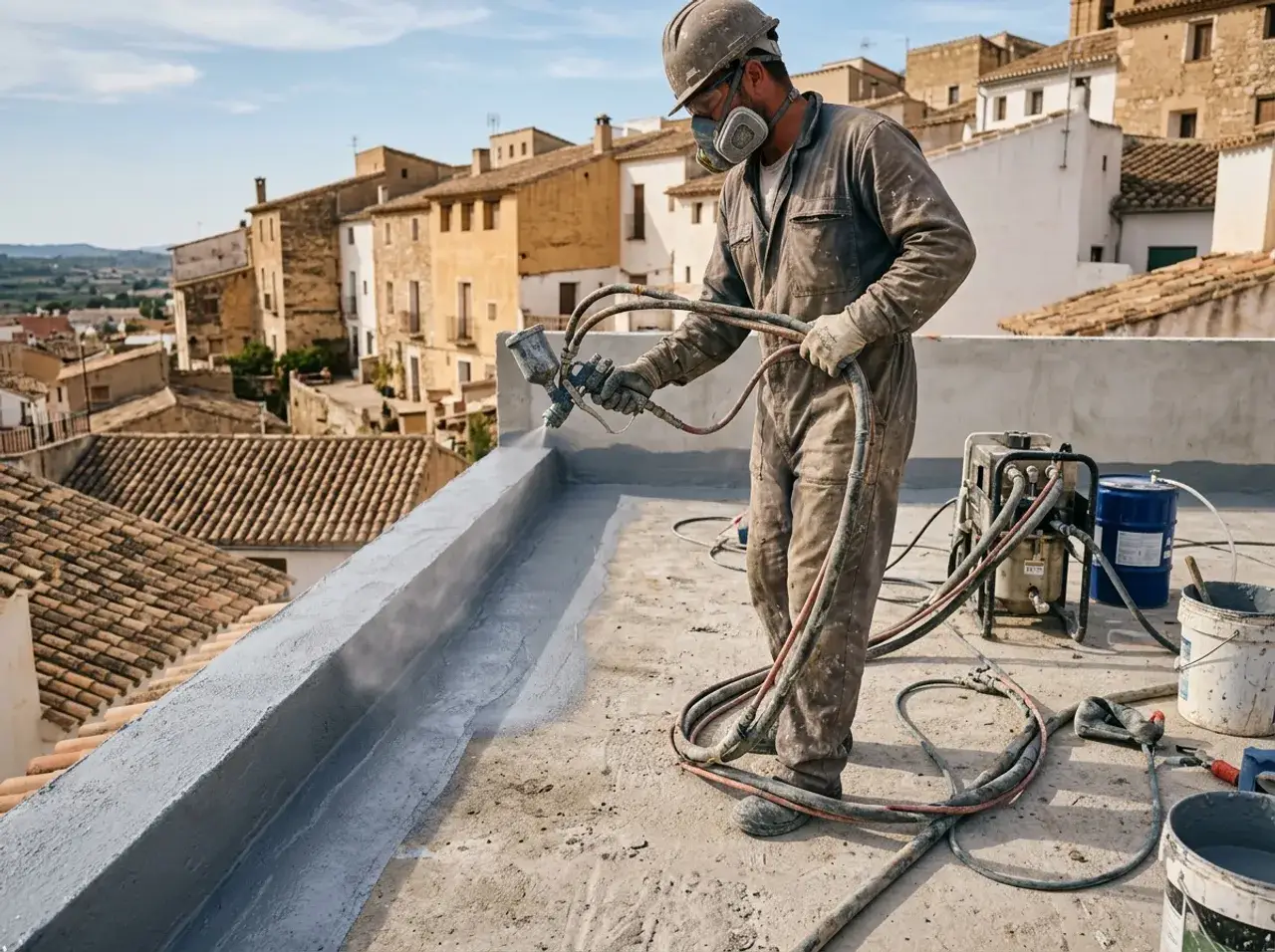 Impermeabilización con Poliurea Proyectada en Lorca — trabajo real